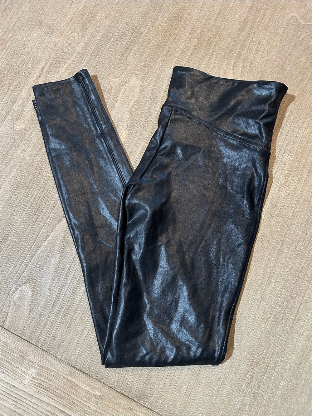 SPANX Black Faux Leather-Look Men's Joggers